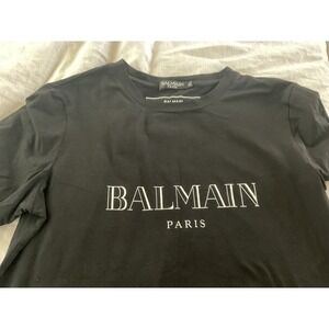 Balmain Paris Logo T-Shirt Black Wool Silk Blend XL Printemps-Ete 2018 Italy